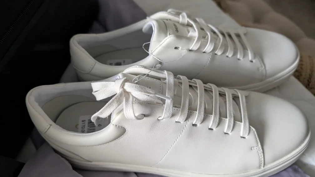 New Geox White Leather Sneakers thumbnail