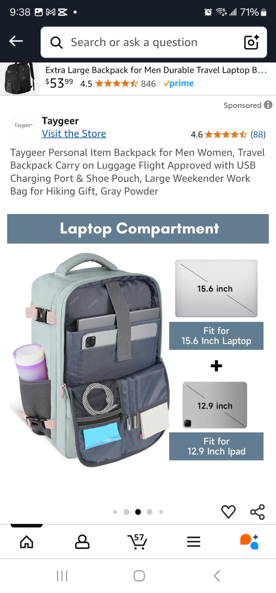 Taygeer Personal Item Backpack - purple Powder - photo 4