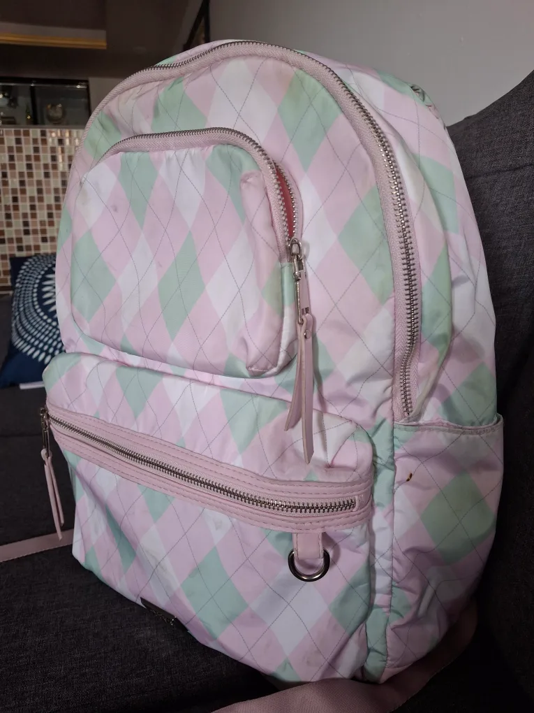 Pink & Green Argyle Backpack thumbnail