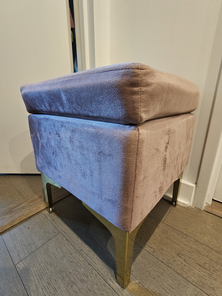 ORNAVO HOME Pink Velvet Ottoman with Gold Legs - photo 3