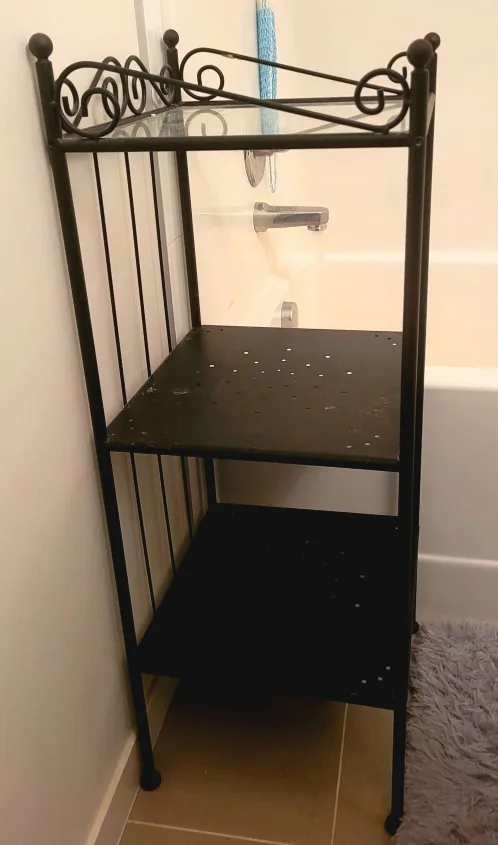 Ikea Black Metal & Glass bathroom Shelf Unit thumbnail