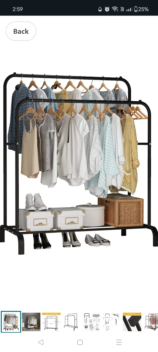 Like New- UDEAR Black Double Rod Garment Rack image indicator(2)