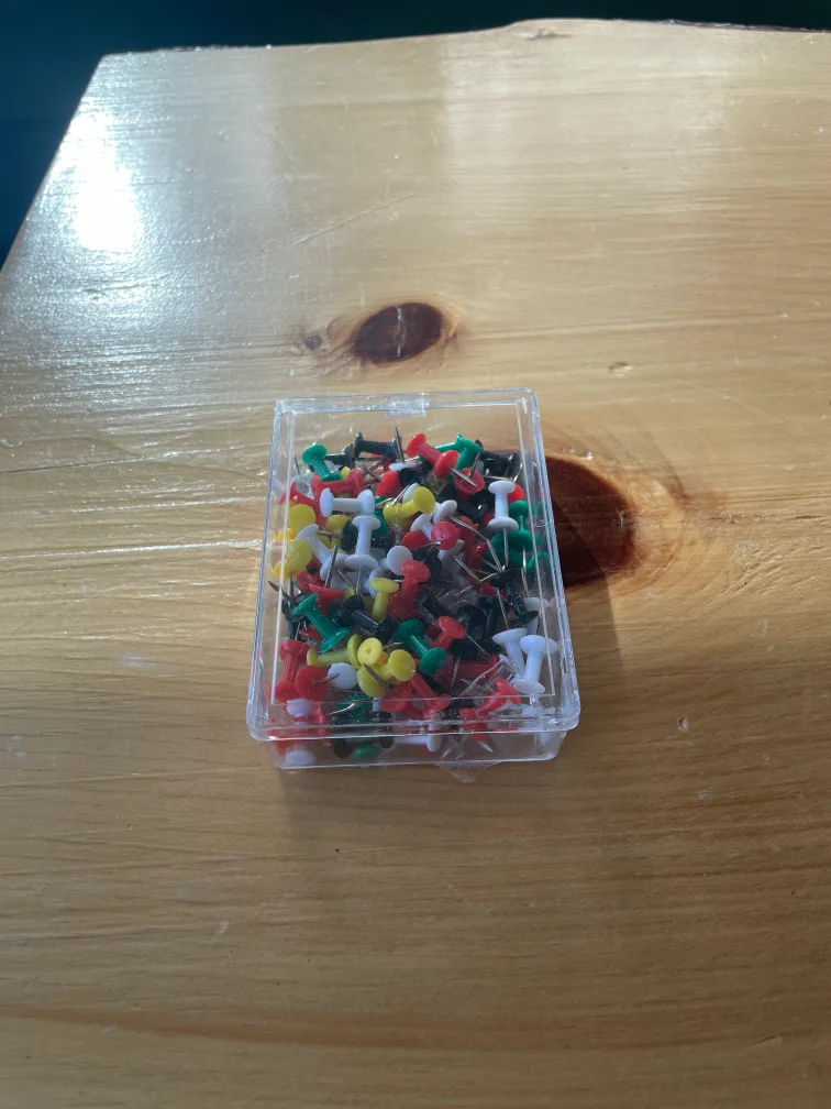 Box of Multi-Coloured Push Pins thumbnail