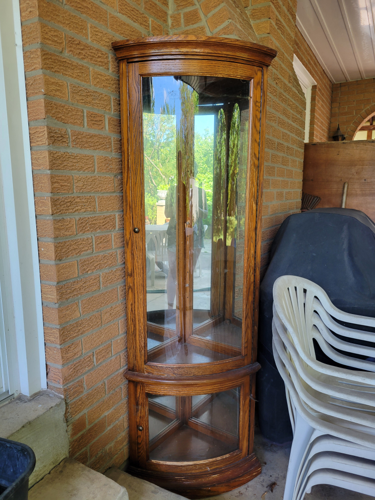 Corner Curio Cabinet - Wood & Glass