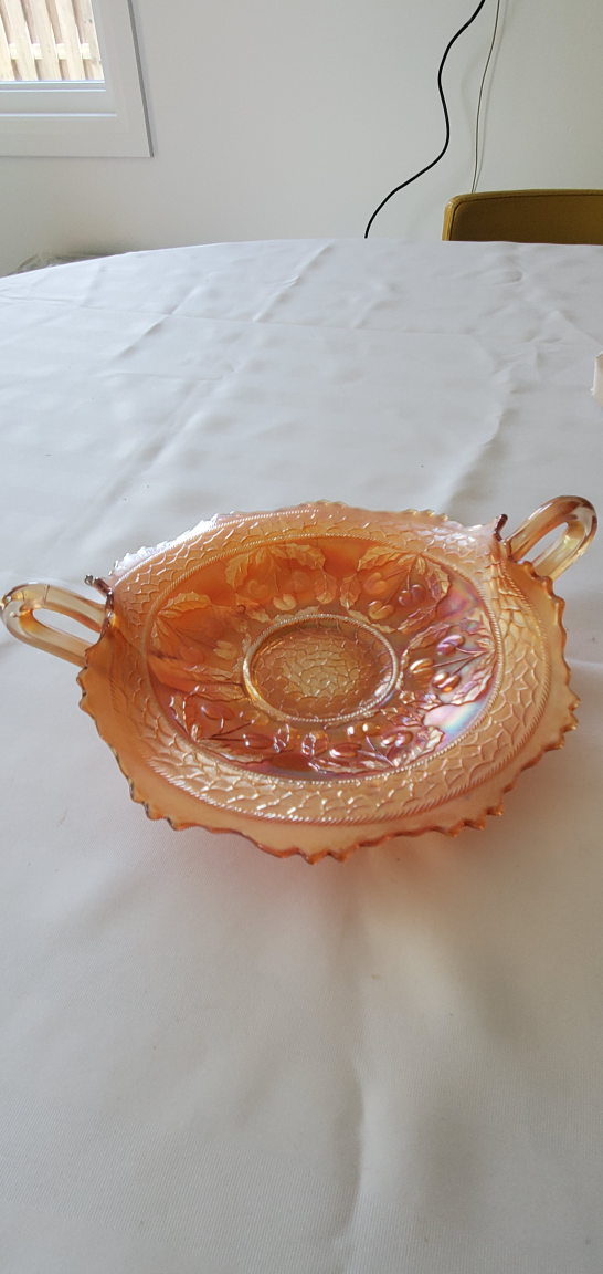 Vintage Orange Carnival Glass 8"  Bowl