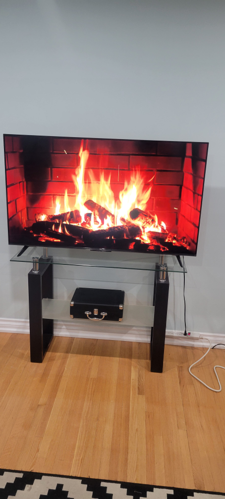 TV stand with glass top