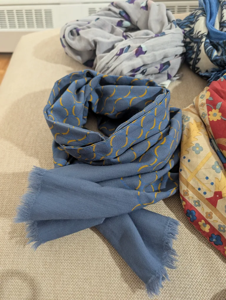 7 Assorted Vintage Scarves - Various Colours & Patterns image indicator(7)