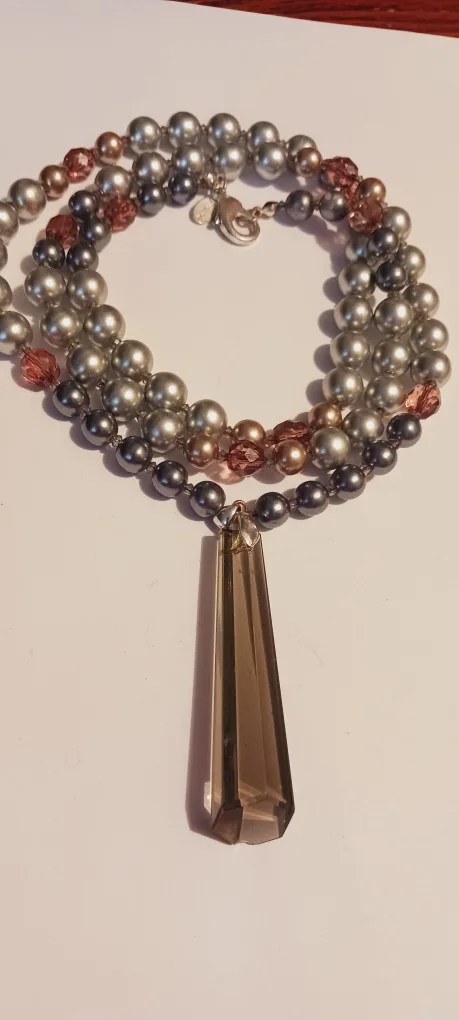 Beautiful necklace with smoky quartz looking pendant thumbnail