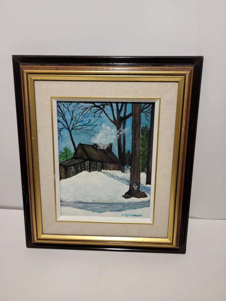 Original E. Kalinowski Winter Maple Syurp Landscape Painting thumbnail