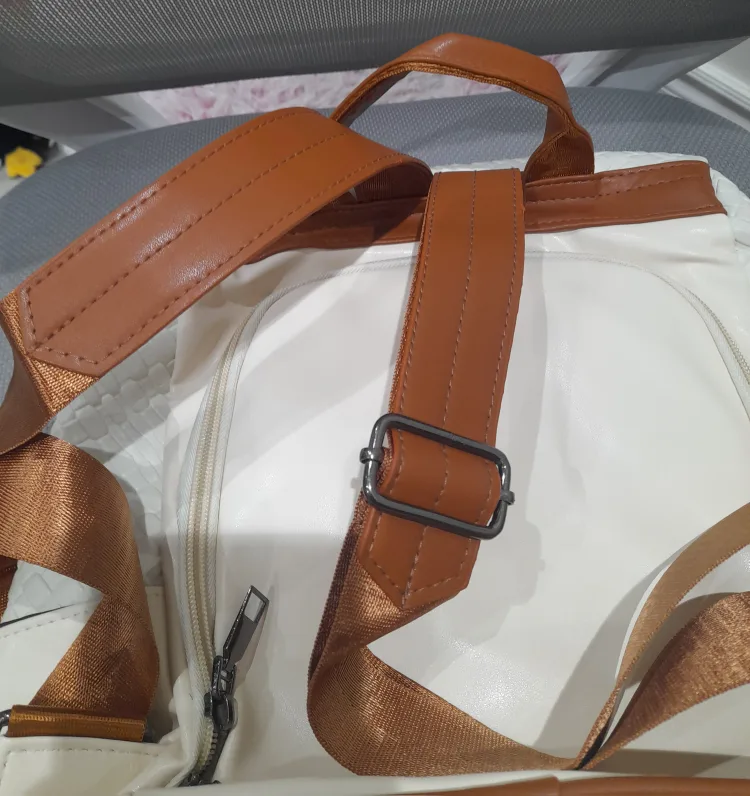 NEW White & Brown Backpack Purse image indicator(5)