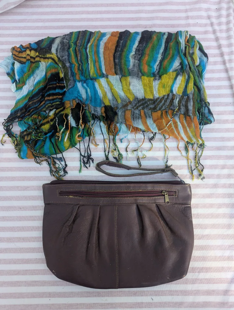 Leather Wristlet Clutch and scarf thumbnail