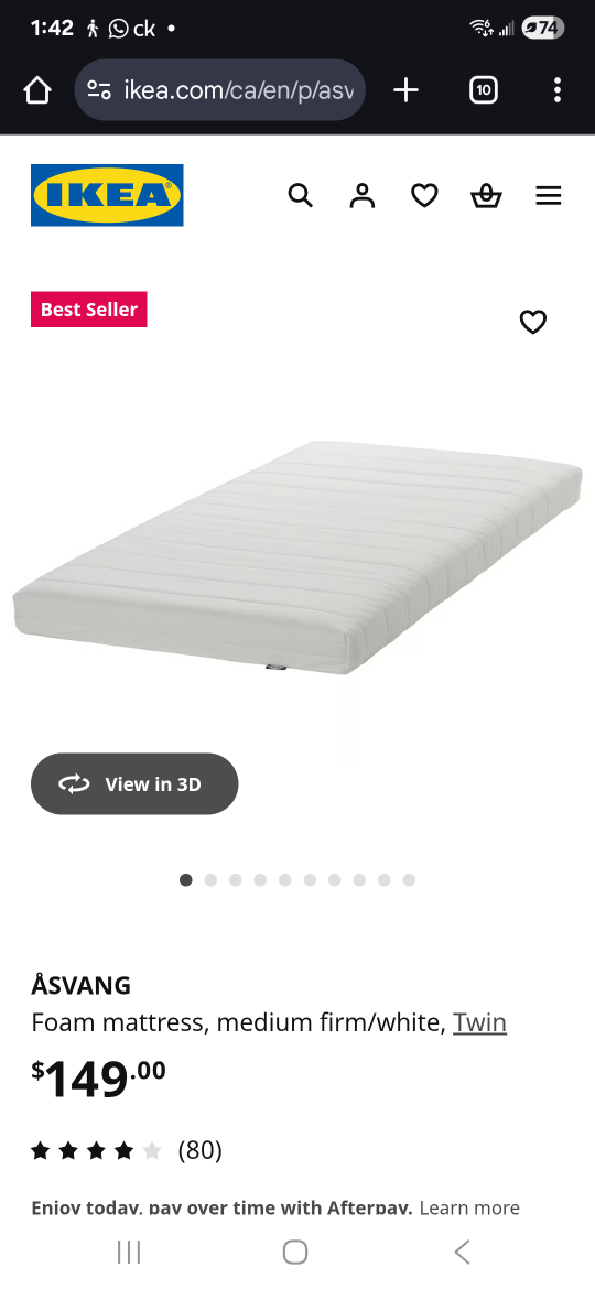 IKEA ÅSVANG Twin Foam Mattress - Medium Firm/White - photo 2
