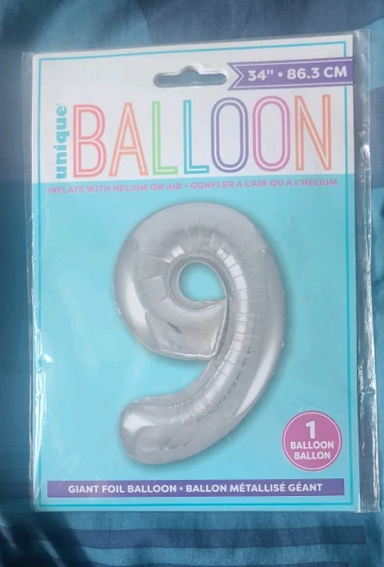 Unique 34" Number 9 Silver Foil Balloon 🇨🇦 thumbnail