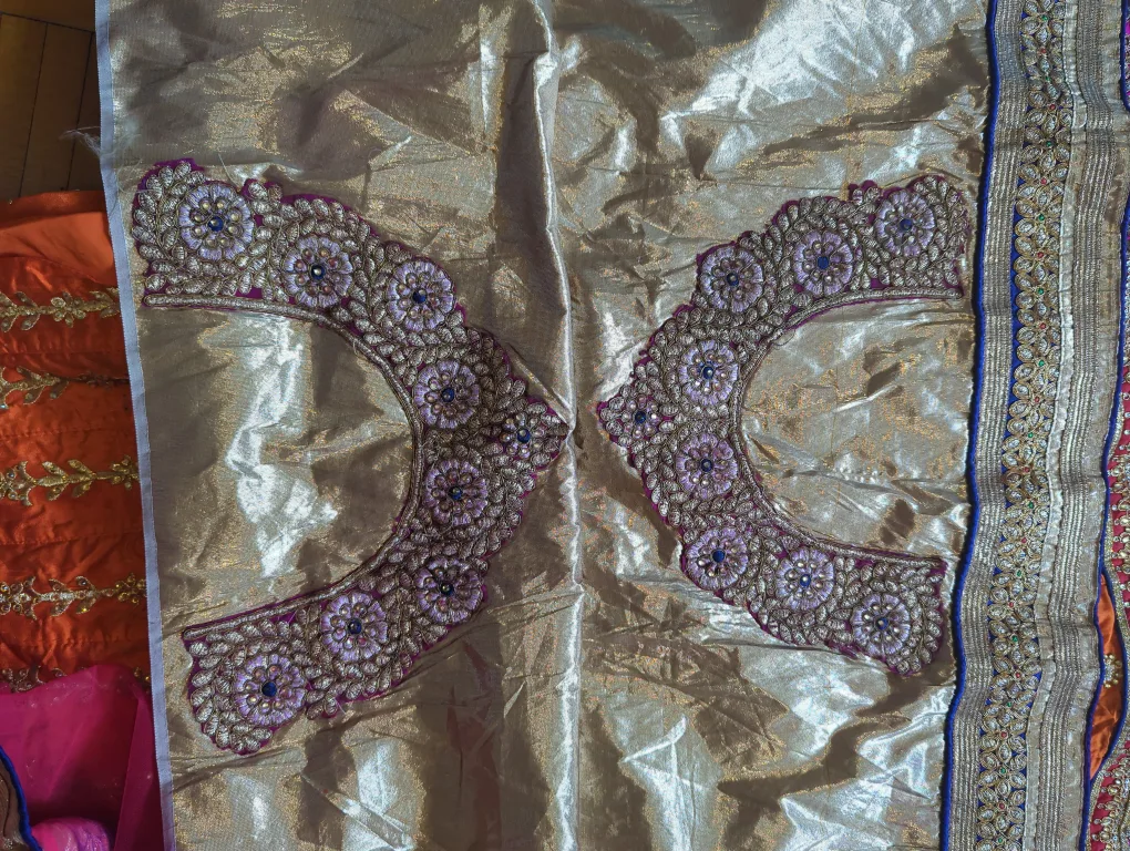 Orange Embroidered Indian Lengha image indicator(5)