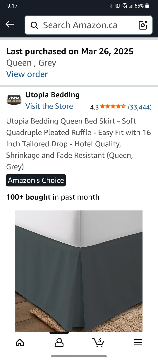 Utopia Bedding Queen Bed Skirt - Grey thumbnail
