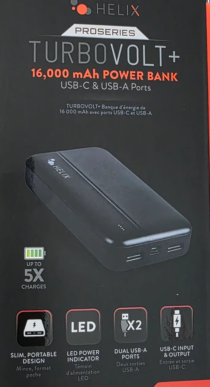 Helix Turbovolt+ 16,000 mAh Power Bank - New! thumbnail