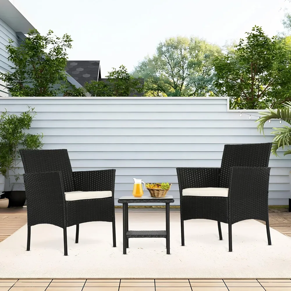 Black Wicker Outdoor Patio Set thumbnail