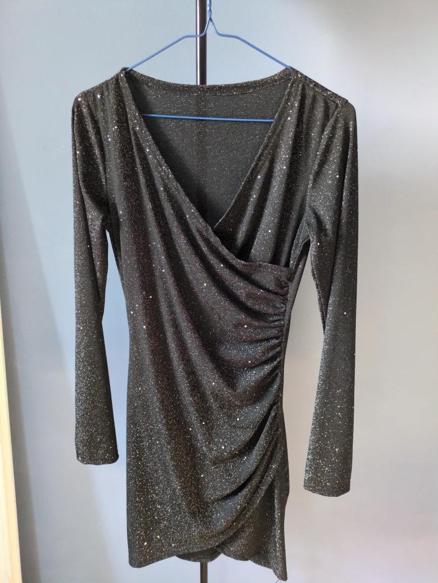 Sparkly Black Long Sleeve Dress thumbnail