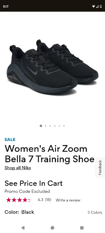 Nike Air Zoom Bella 7 Training Shoe - Women's, Black, Size 6.5 image indicator(3)