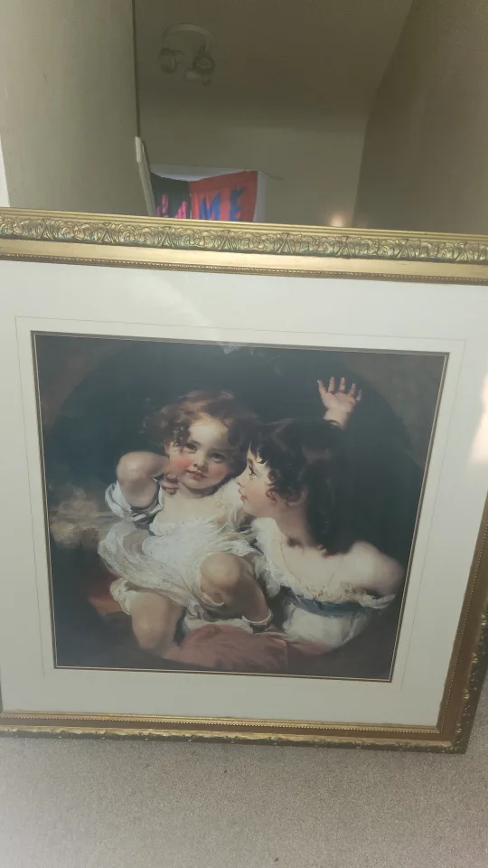 Framed Painting of Two Children thumbnail