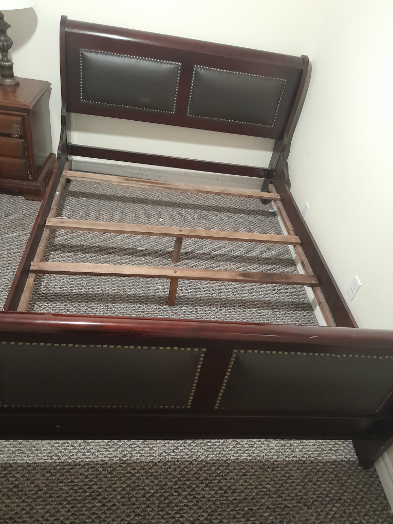 Sleigh Bed Frame - Dark Wood