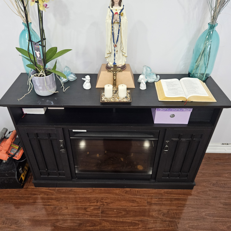 Media Console /Black TV Stand with Electric Fireplace - photo 2