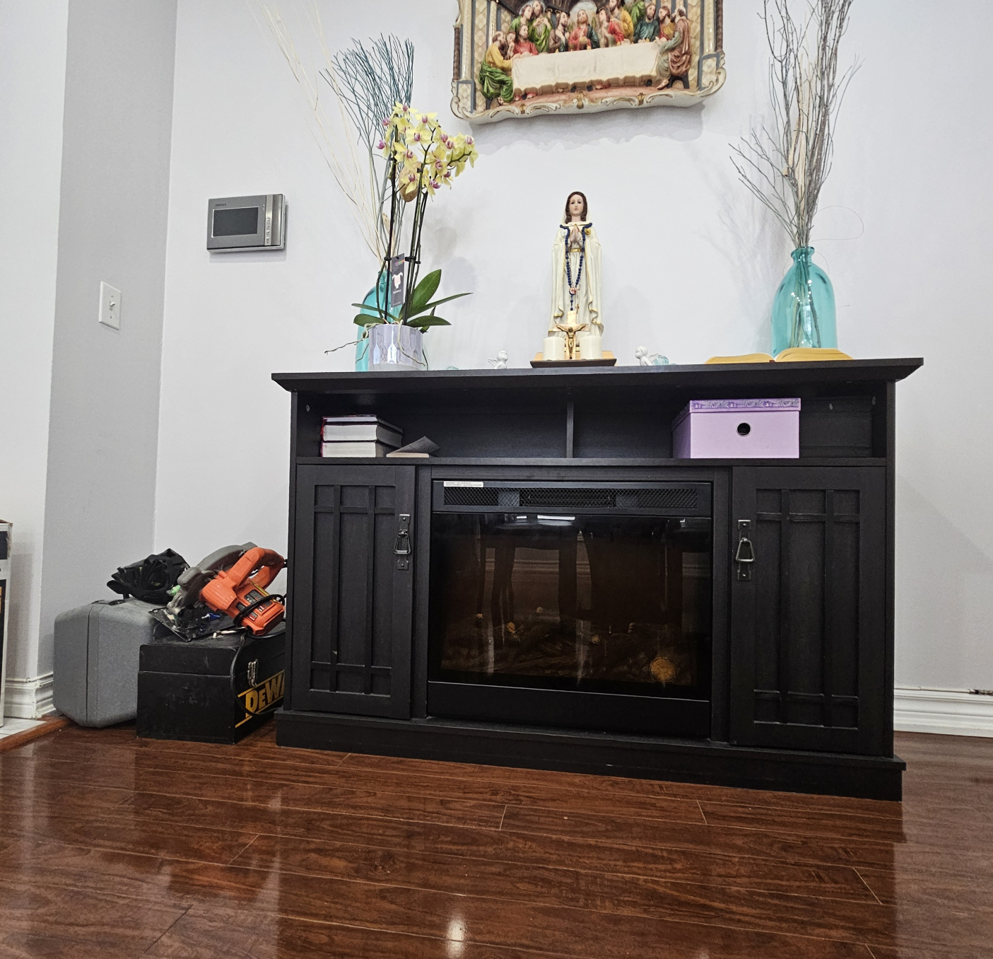 Media Console /Black TV Stand with Electric Fireplace - photo 4