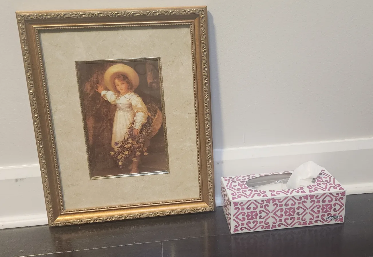 Framed Print a girl with flowers thumbnail