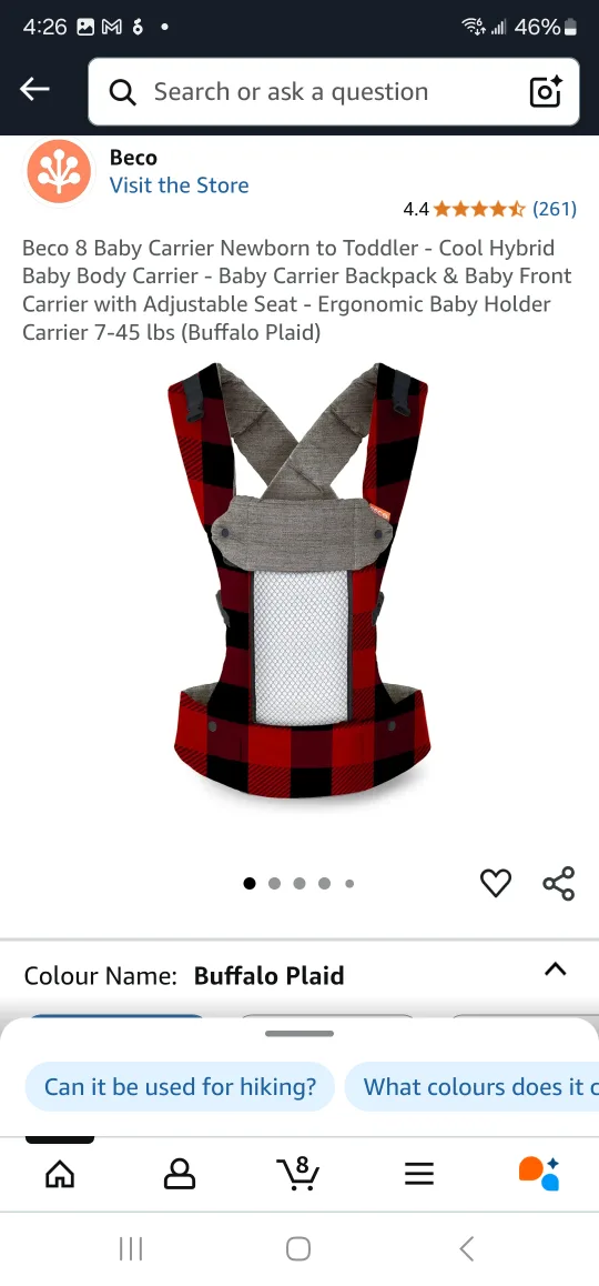 Beco Eight Baby Carrier - Buffalo Plaid thumbnail