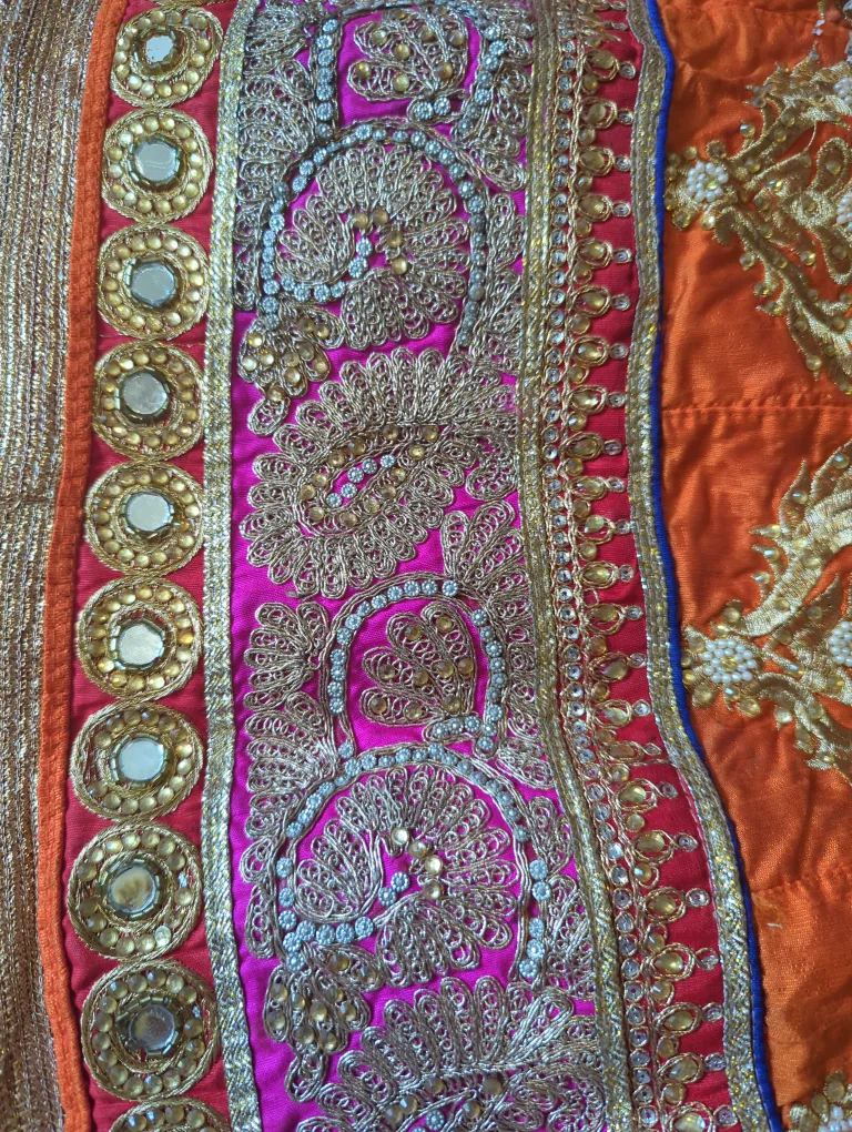 Orange Embroidered Indian Lengha image indicator(2)