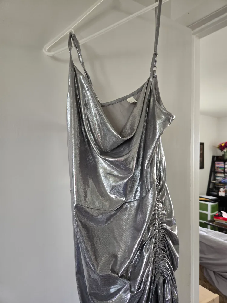 Silver Ruched Bodycon Dress thumbnail