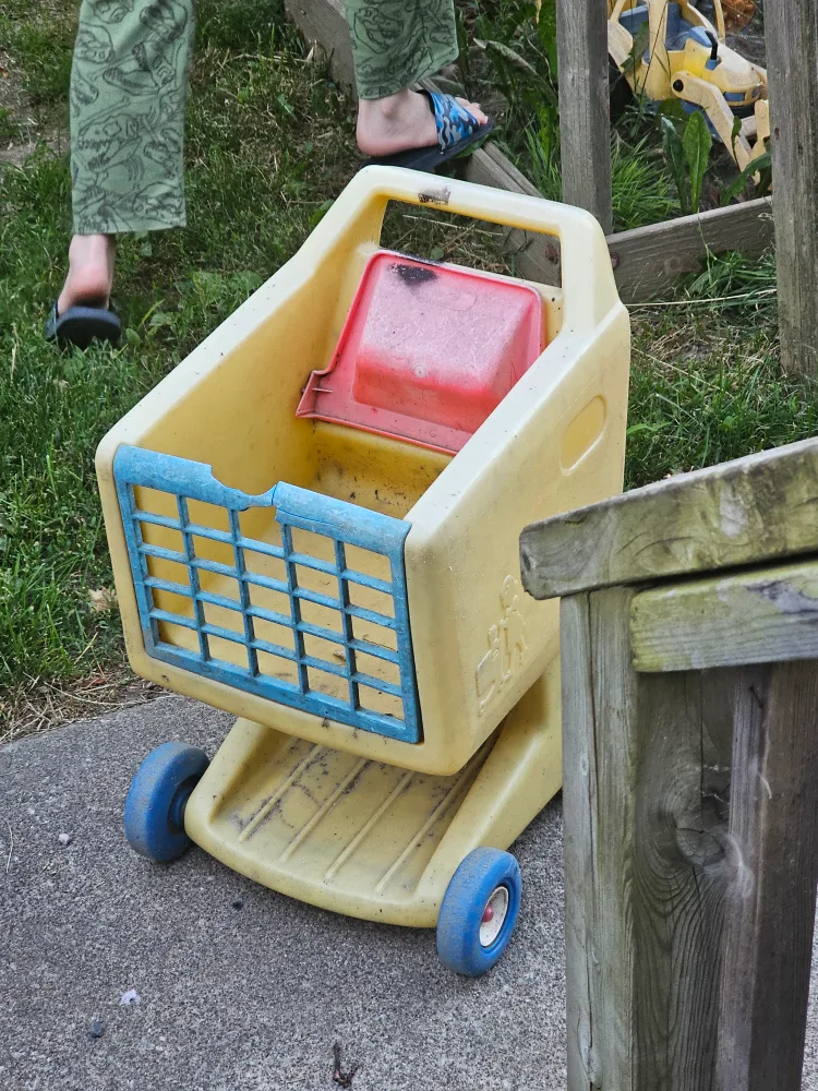 Kids Yellow & Blue Toy Shopping Cart thumbnail