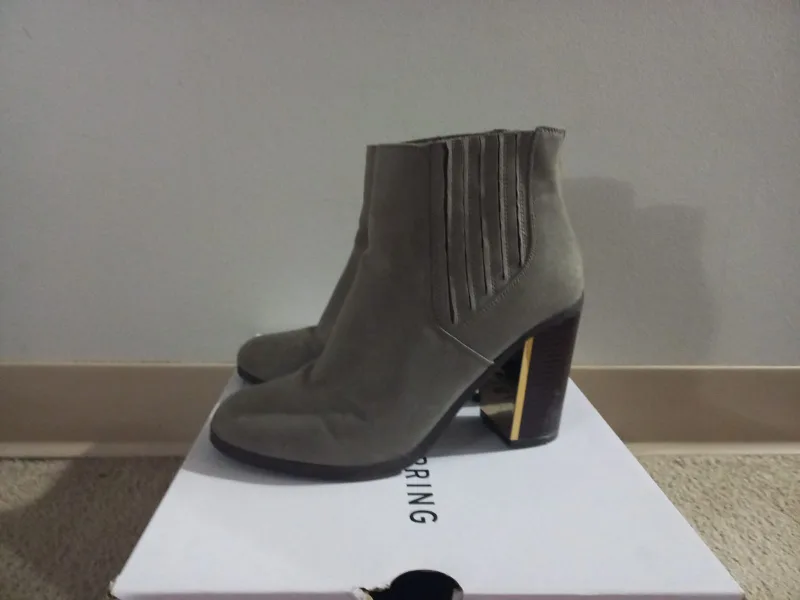 Grey Heeled Ankle Boots, Size 10/10.5 thumbnail