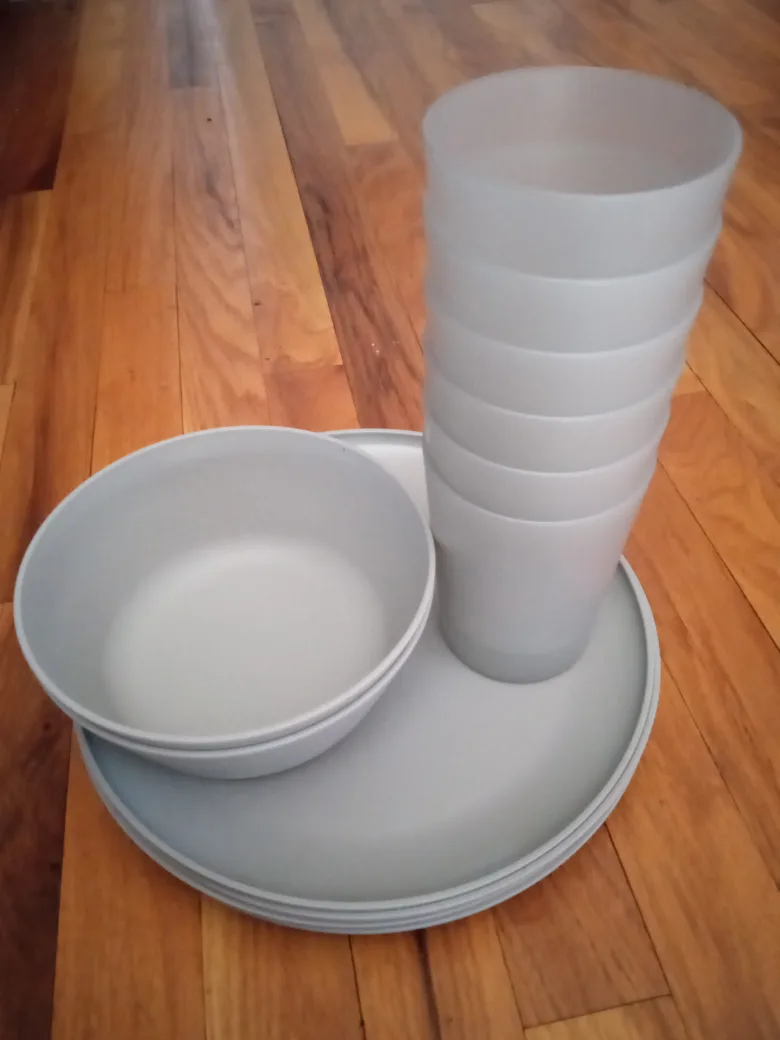 Light Gray Dinnerware Set (Plates, Bowls, Cups) thumbnail