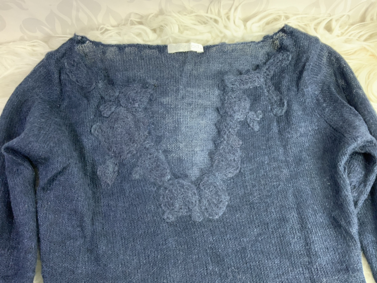 Blue long sleeve tiny knit style sweater - photo 2