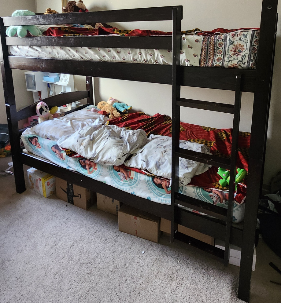 Dark Brown Wood Bunk Bed Frame