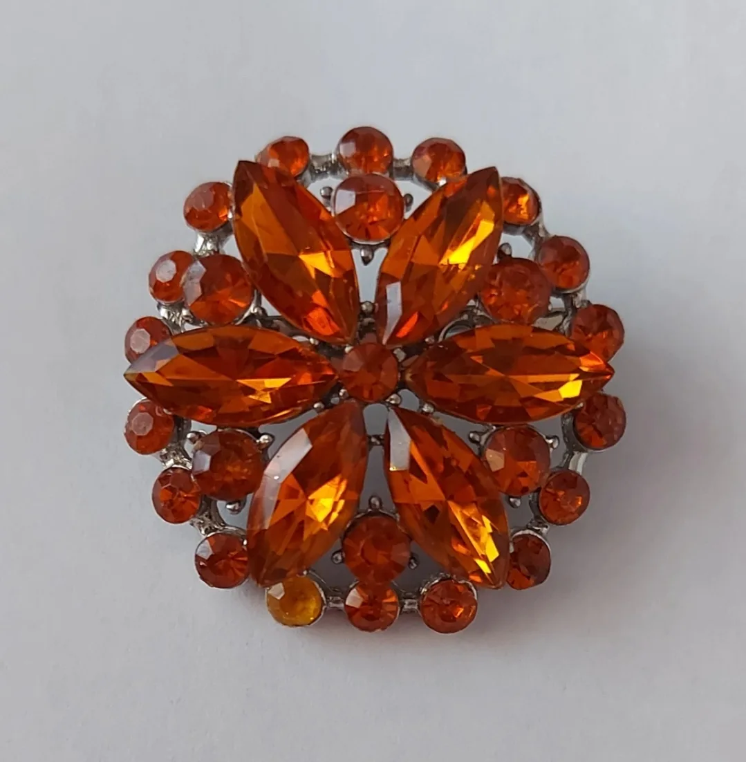 Orange Gemstone Flower Brooch thumbnail