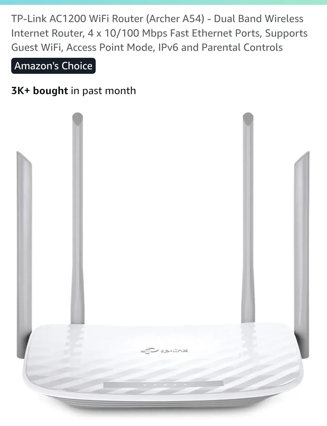 TP-Link AC1200 WiFi Router (Archer A54) thumbnail