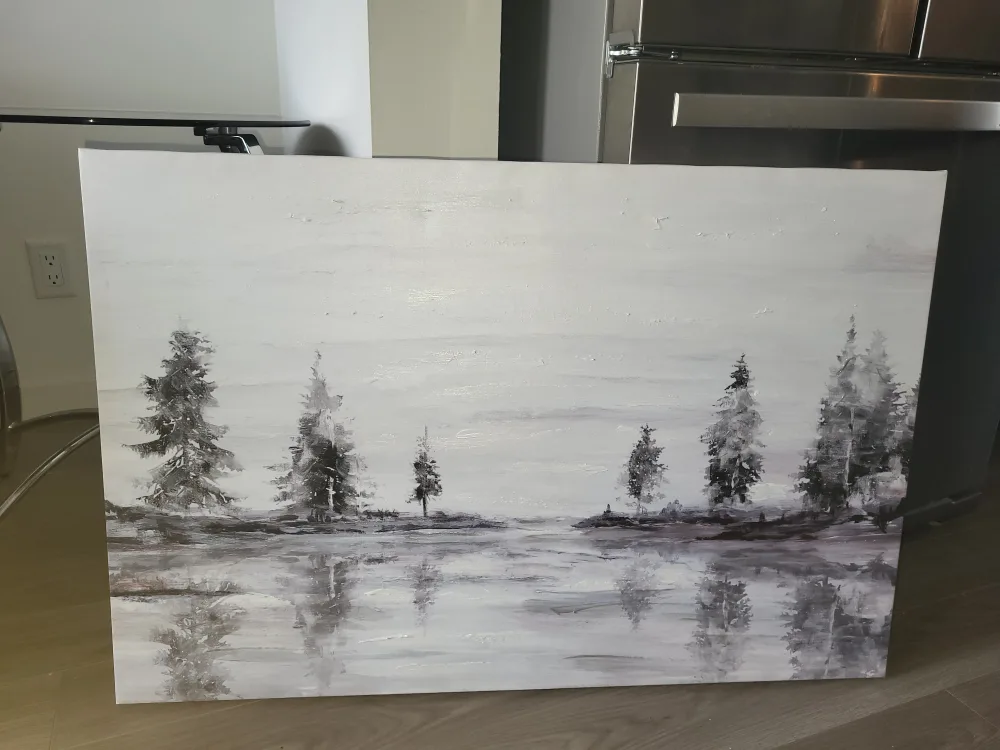 Black and White Trees Painting thumbnail