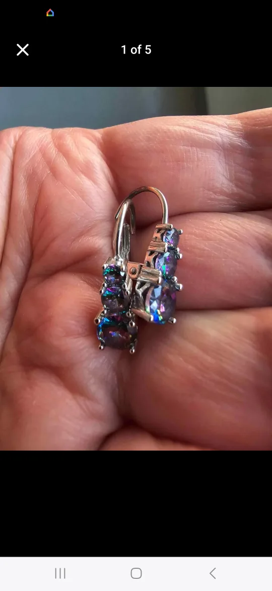 Mystic Fire Topaz Leverback Earrings silver 925 thumbnail