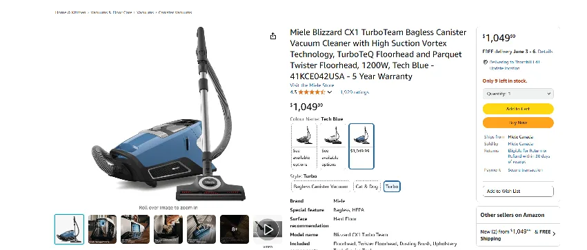Miele Vacuum  Blizzard CX1 TurboTeam - Bagless - image indicator(2)