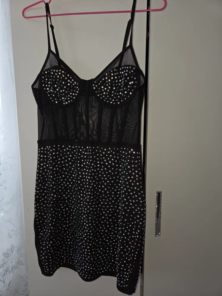 White & black Rhinestone Mini Dress image indicator(7)