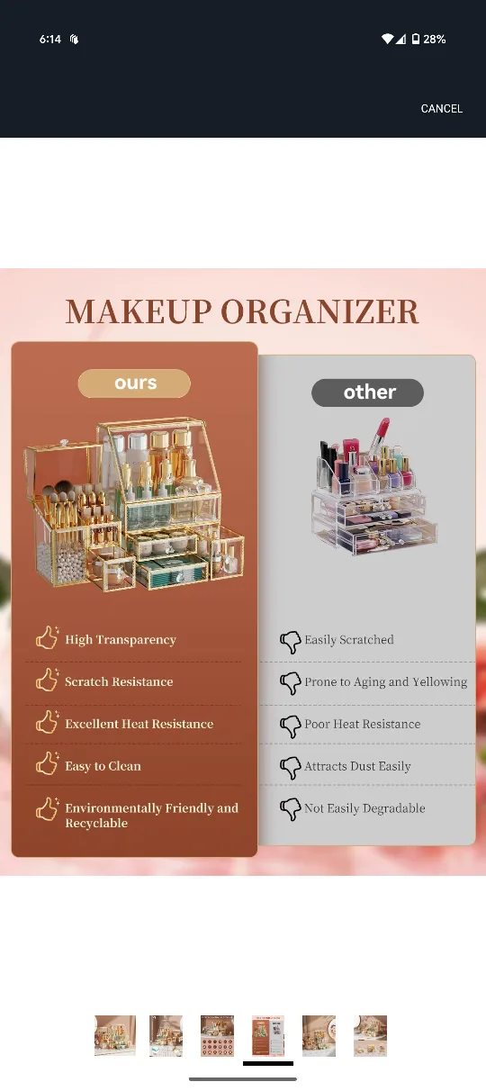 Crystal Home Makeup Organizer image indicator(4)