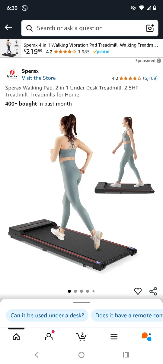 sperax Walking Pad Treadmill - Black Gray thumbnail