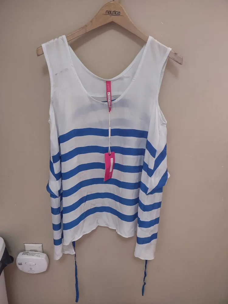 Tracy Reese White/Blue Striped Tank Top - Size XS thumbnail
