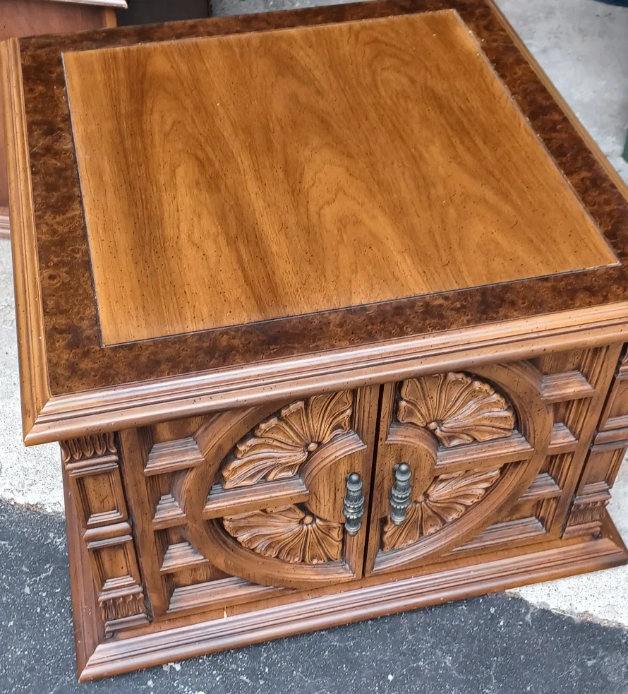 Vintage Wood Side Table with Storages(  Set of two) image indicator(4)