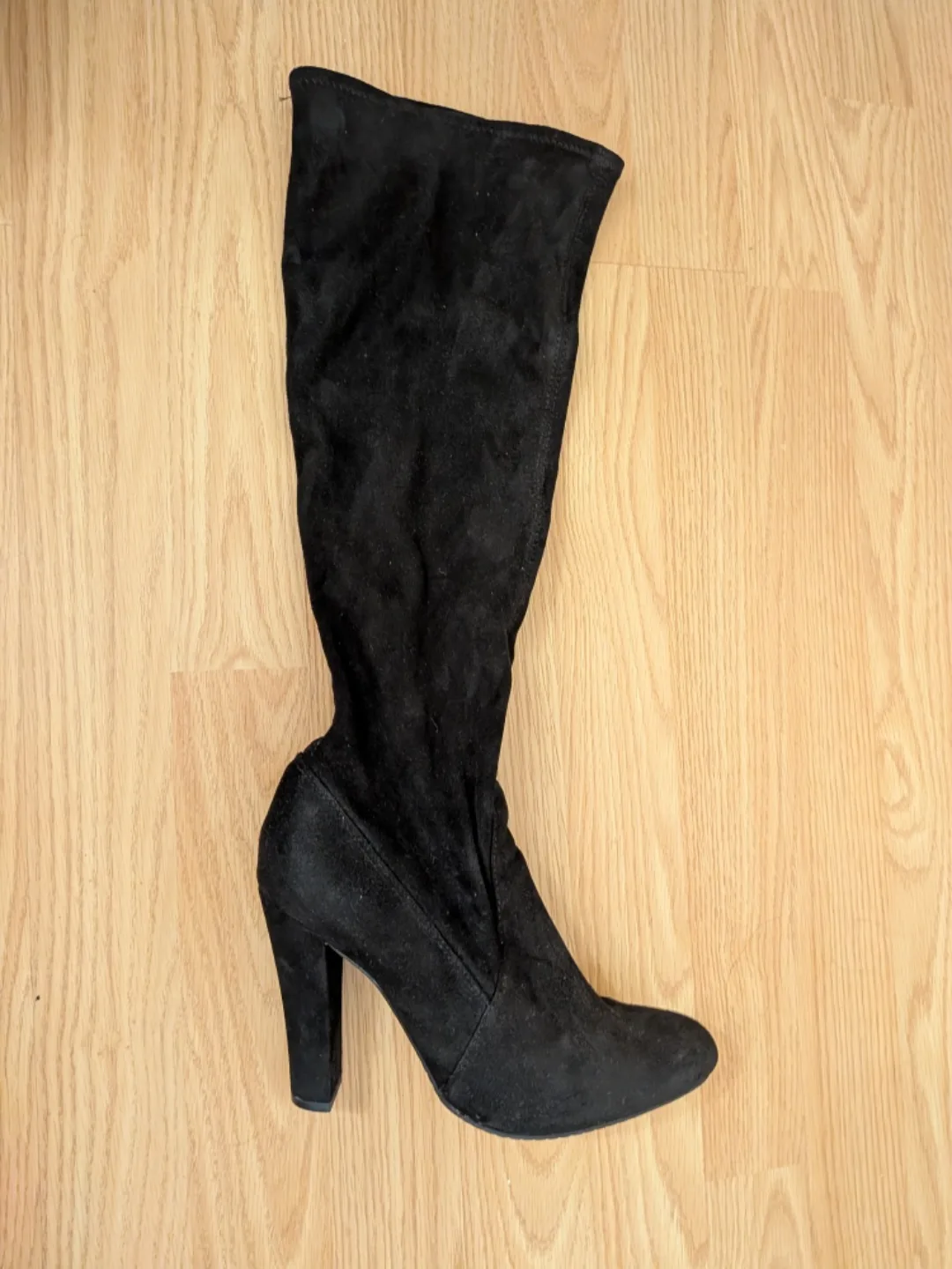 Steve Madden Black Knee High Swede Heeled Boots image indicator(6)
