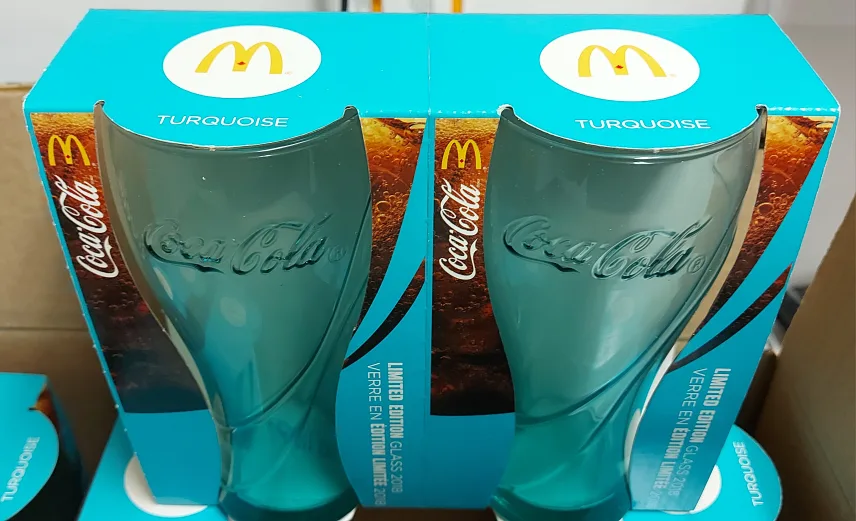 McDonald's Coca-Cola Turquoise Glass 2018 Limited Edition thumbnail