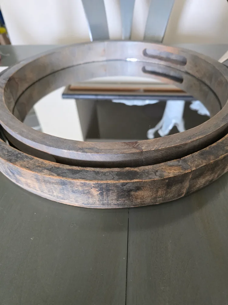 Round Wood & Mirror Tray - 16 inch thumbnail