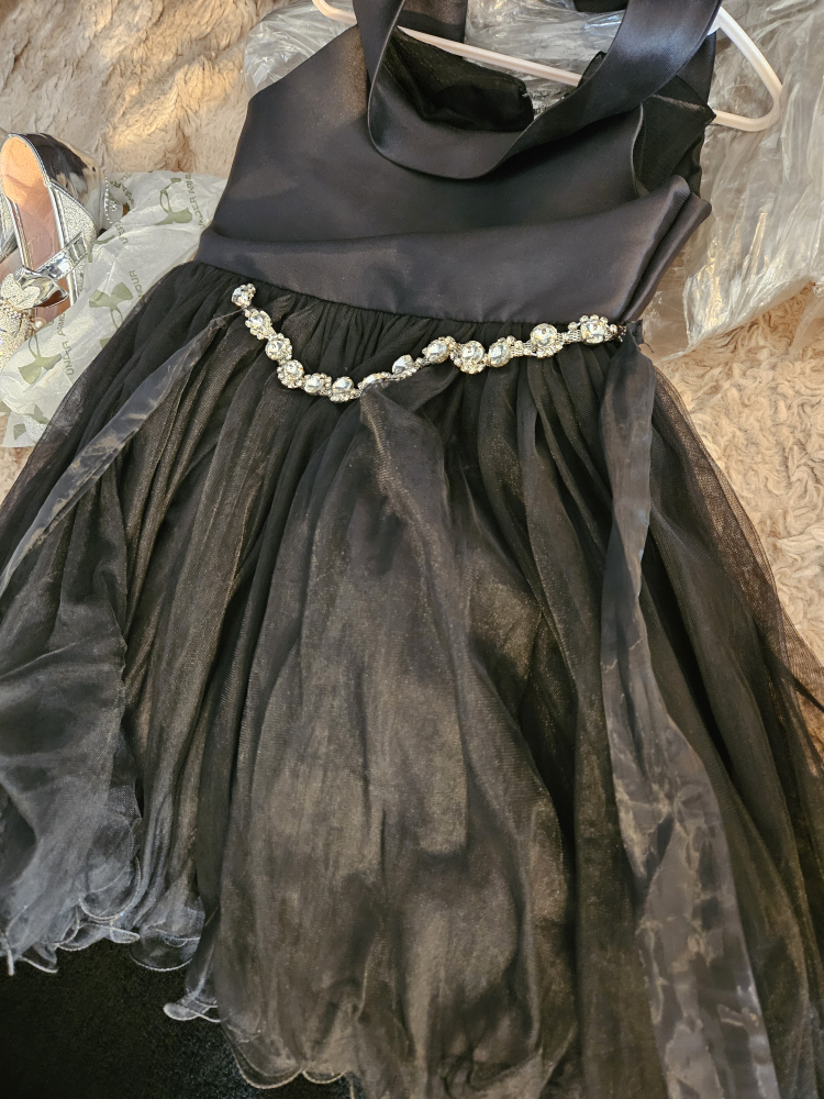 Girls' Black Dress with Shoes and Headband